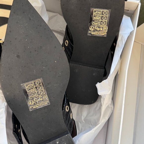 GANNI Black Buckle Ballerina Flats - Croc (Size 36) - Picture 2 of 6